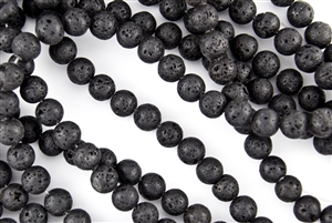 10mm Natural Black Lava Stone Round Beads