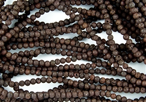 4mm Natural Brown Lava Stone Round Beads