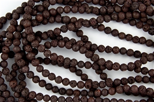 6mm Natural Brown Lava Stone Round Beads