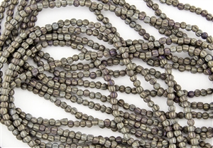 3mm Corrugated Melon Round Czech Glass Beads - Iris Brown Metallic Matte