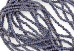 3mm Corrugated Melon Round Czech Glass Beads - Iris Blue Metallic Matte