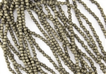 3mm Corrugated Melon Round Czech Glass Beads - Antique Gold Metallic Suede