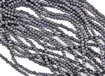 3mm Corrugated Melon Round Czech Glass Beads - Iris Purple Metallic Matte