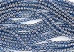 5mm Corrugated Melon Round Czech Glass Beads - Azurite Blue Halo