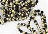 6mm Corrugated Melon Round Czech Glass Beads - Etched Black Gold Matte