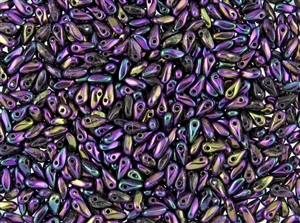 2.5x6mm Czech Mini Dagger Glass Beads - Iris Purple Metallic