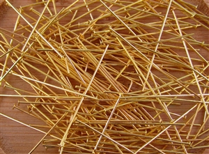 Headpins Head Pins 1.5" Gold Plated Brass (Soft) Metallic