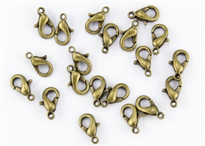 Lobster Claws Clasps 10mm - Antique Brass