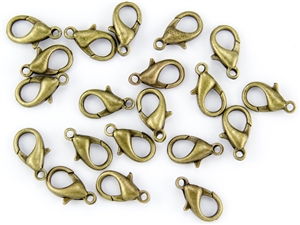 Lobster Claws Clasps 15mm - Antique Brass