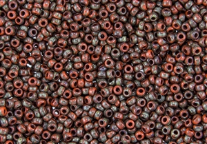 6/0 Miyuki Japanese Seed Beads - Opaque Orange Picasso #4520