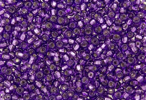 8/0 Miyuki Japanese Seed Beads - Purple Poppy Silver Lined Square Hole #26