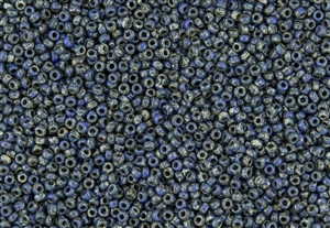 11/0 Miyuki Japanese Seed Beads - Opaque Denim Blue Picasso #4516