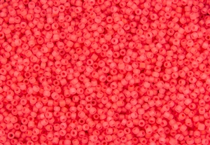 11/0 Matsuno Japanese Seed Beads - Milky Neon Bright Coral Frosted #F206A