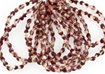 5x3mm Czech Glass Pinch Spacer Beads - Marsala and Black Diamond