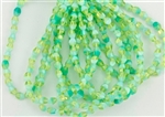 5x3mm Czech Glass Pinch Spacer Beads - Honeydew Silky Turquoise