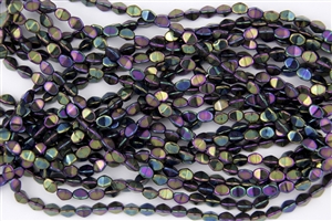 5x3mm Czech Glass Pinch Spacer Beads - Iris Purple Metallic