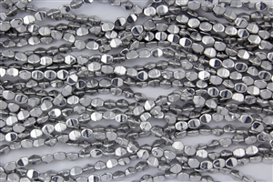 5x3mm Czech Glass Pinch Spacer Beads - Silver Metallic