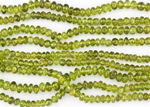 5-6mm Natural Peridot Gemstone Smooth Puffy Rondelle Beads