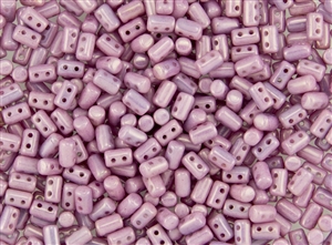 Rulla Two Hole Cylinder Czech Glass Beads - Opaque Luster Pink R121