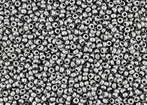 8/0 Czech Seed Beads - Aluminum Silver Satin Metallic #01700