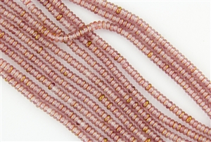 4mm Czech Glass Spacer Beads Rondelles - Half Pink Lumi