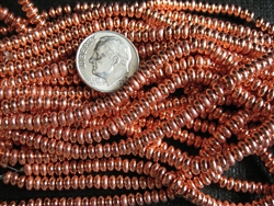 4mm Czech Glass Spacer Beads Rondelles - Shiny Copper Penny Metallic
