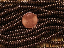 4mm Czech Glass Spacer Beads Rondelles - Shiny Dark Bronze Metallic
