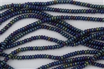 4mm Czech Glass Spacer Beads Rondelles -  Shiny Iris Blue Metallic