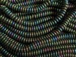 6mm Czech Glass Spacer Beads Rondelles - Iris Green