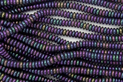 6mm Czech Glass Spacer Beads Rondelles - Shiny Iris Purple Metallic
