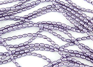 Glass Rice Pearl Beads 6x4mm - Amethyst