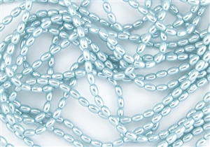 Glass Rice Pearl Beads 6x4mm - Baby Blue
