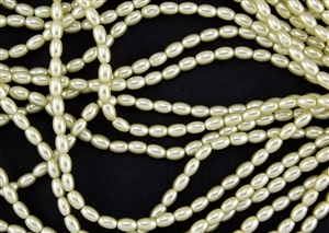 Glass Rice Pearl Beads 6x4mm - Butter
