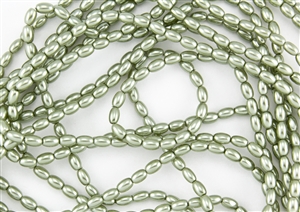 Glass Rice Pearl Beads 6x4mm - Sage