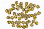 Czech Glass Pressed 8/7mm Rose Petals - Opaque Yellow Bronze Picasso