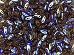 Rizo 2.5 x 6mm Czech Glass Long Rice Drop Beads - Smoky Topaz AB RZ205