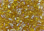 Rizo 2.5 x 6mm Czech Glass Long Rice Drop Beads - Topaz AB RZ210