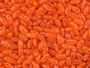 Rizo 2.5 x 6mm Czech Glass Long Rice Drop Beads - Orange Opal RZ238