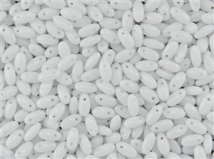 Rizo 2.5 x 6mm Czech Glass Long Rice Drop Beads - White Opaque RZ244