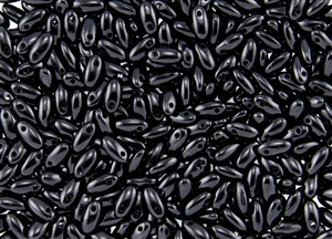 Rizo 2.5 x 6mm Czech Glass Long Rice Drop Beads - Jet Black Opaque RZ246