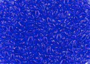 Rizo 2.5 x 6mm Czech Glass Long Rice Drop Beads - Sapphire Transparent RZ249