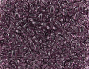 Rizo 2.5 x 6mm Czech Glass Long Rice Drop Beads - Amethyst Transparent RZ251