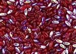 Rizo 2.5 x 6mm Czech Glass Long Rice Drop Beads - Ruby AB RZ259