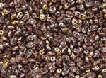SuperDuo 2/5mm Two Hole Czech Glass Seed Beads - Crystal Apollo Gold SD738
