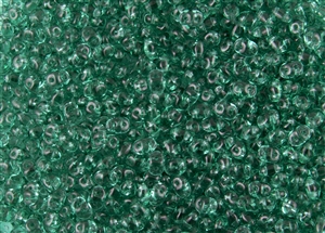 SuperDuo 2/5mm Two Hole Czech Glass Seed Beads - Emerald Green Transparent #SD766