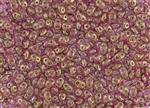 SuperDuo 2/5mm Two Hole Czech Glass Seed Beads - Transparent Pink Gold Luster SD778