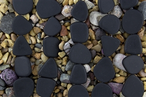 Strand of New 2013 Sea Glass Flat Freeform Beads - Jet Black