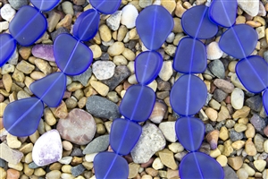 Strand of New 2013 Sea Glass Flat Freeform Beads - Cobalt Blue