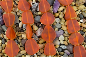 Strand of New 2013 Sea Glass Flat Freeform Beads - Tangerine / Orange