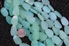 LONG Strand of Sea Glass Flat Freeform Beads - Mint Seafoam